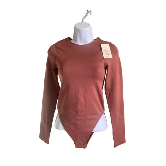 A New Day Womens Long Sleeves Swim Wear Rust Color Stretchy Body Suit Size XS - Picture 6 of 9